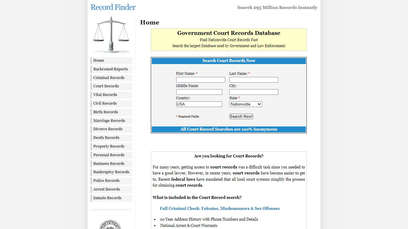 Court Records - Access and Find Nationwide Court Records Fast